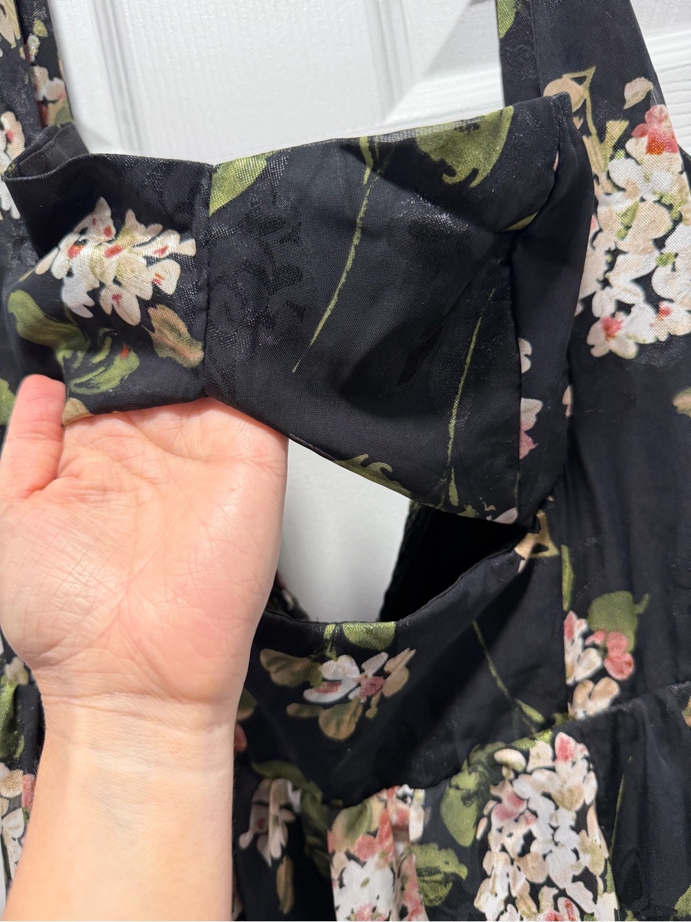 Lulu's Black Floral Maxi Dress with Pink & Green Details - Picture 2 of 5